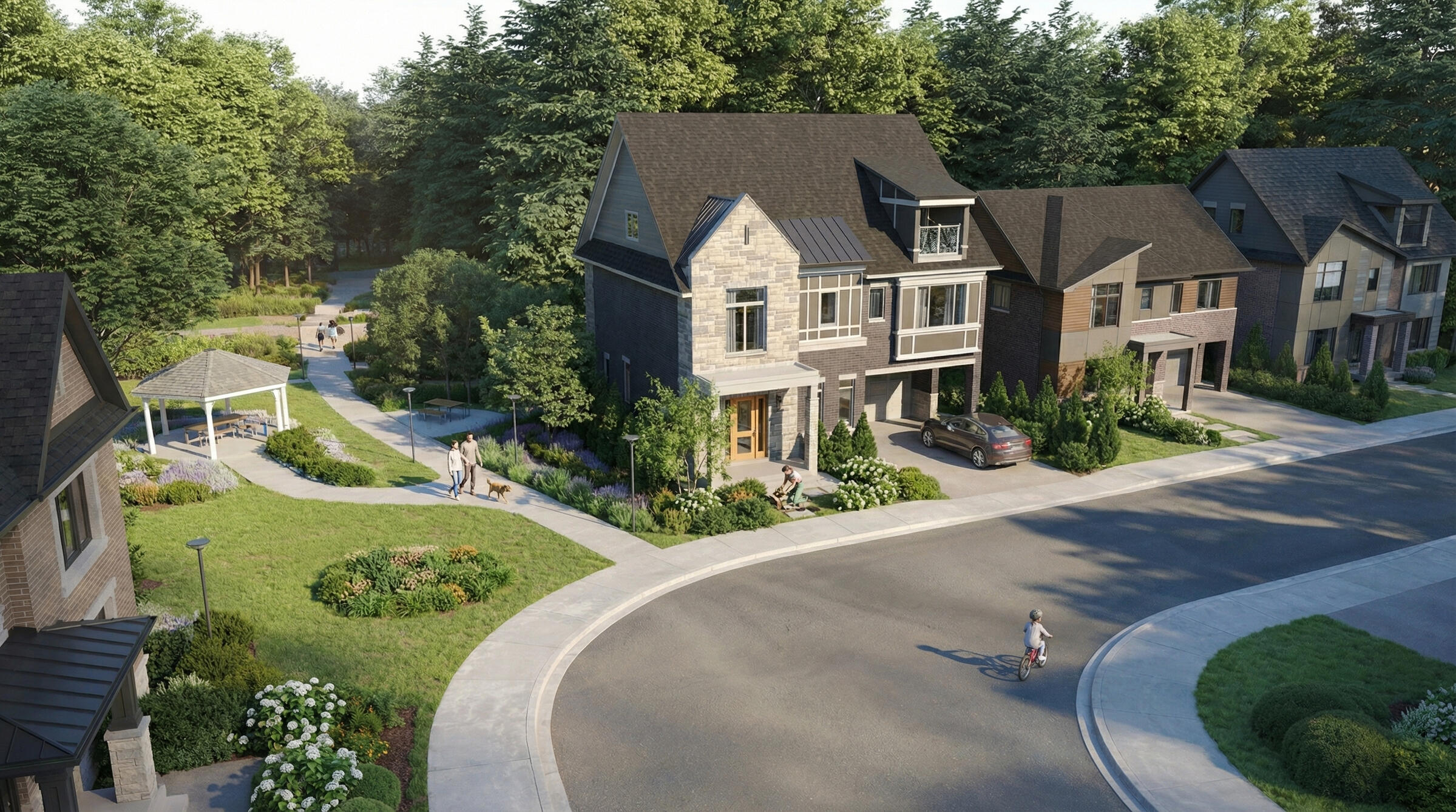 Riverview South Oakville Streetscape Streetscape rendering of Riverview South Oakville community in South Oakville